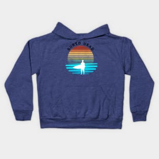 Retro Sunset With Surfer On The Open Wave Kids Hoodie